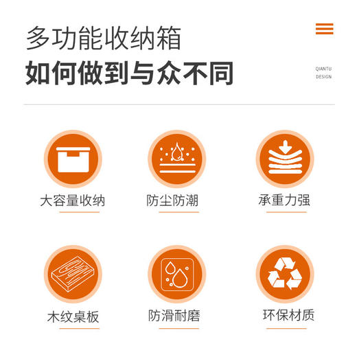 【小家电】趣游帮木盖款折叠收纳箱30L Q515-30L HF 商品图2