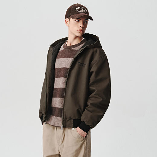 714street秋冬新款撞色棉服美式复古连帽棉外套男女宽松工装夹克 商品图1