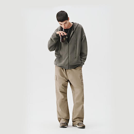 【非质量问题不退不换】714street水洗复古连帽毛衣男女秋冬新款宽松针织开衫外套情侣装 商品图3