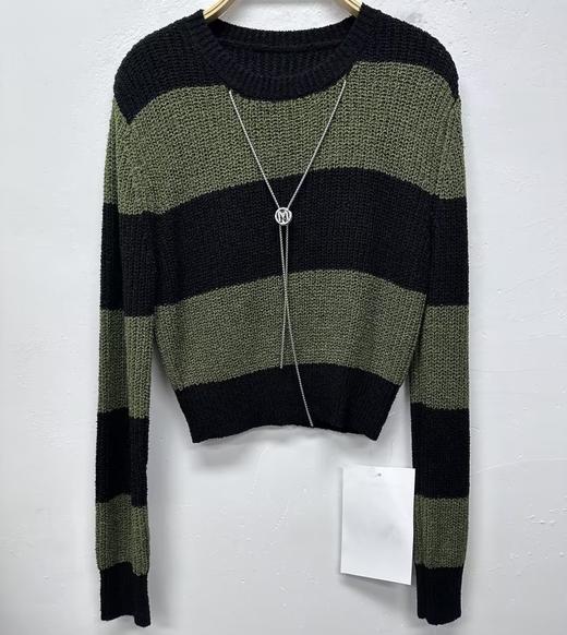 仓发312WS圆领拼色项链饰品毛织上衣40305(绿灰） 春季 412031032105 商品图0