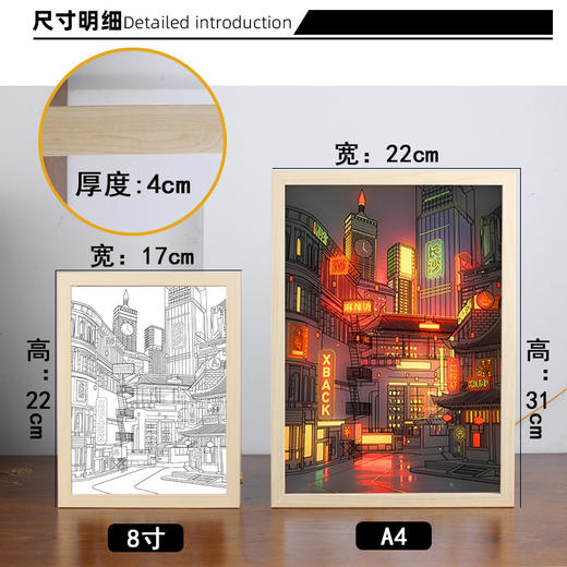 灯光画木质素描灯画卧室床头灯氛围灯装饰画创意礼品 商品图1