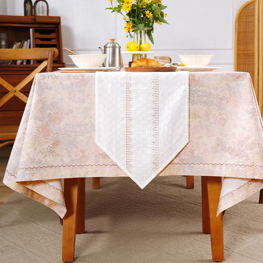 白色雏菊系列桌旗轻奢高端田园复古茶几高级感 商品图0