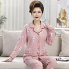 【纯棉材质，贴身感知的细腻柔滑~】妈妈睡衣 女秋冬季纯棉长袖开衫 宽松中老年人加大码 家居服套装-QQ 商品缩略图5