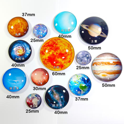 【抓住孩子“天文敏感期”，培养孩子大兴趣】个性水晶星球立体冰箱贴 八大行星太阳月球玻璃磁性贴 家居装饰 高品质摆件-QQ 商品图1