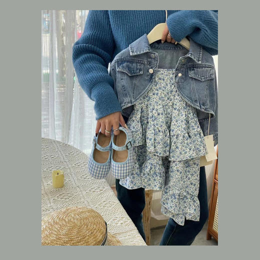 【遥望春日晴蓝，美好童年绽放~】女童洋气套装宝宝春秋新款 儿童时髦牛仔外套连衣裙春秋二件套套装-QQ 商品图3