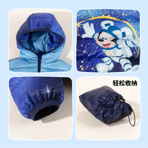 迪士尼【星空米奇羽绒服】24秋冬新款男童轻薄羽绒服时尚百搭防风外套ZD4DS020 商品图5