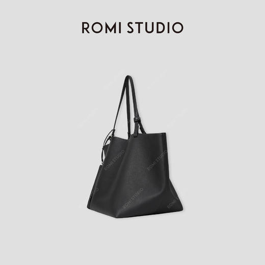 ROMI STUDIO “松弛至上” 荔面头层牛皮拼羊皮手提大号托特包 444TS007 商品图5