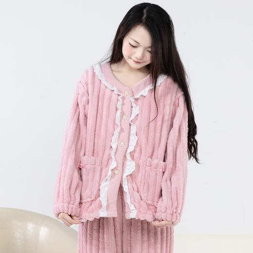 贝贝怡【便捷哺乳可调腰月子服】秋季新款法兰绒保暖女士孕产两穿家居服ZB4DY002 商品图2