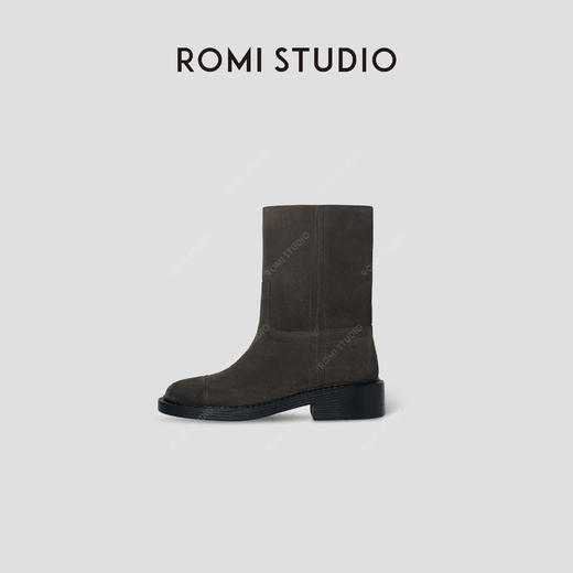ROMI STUDIO“率性自我”进口牛反绒胚皮拼羊皮中筒马丁靴 448DS008 商品图1