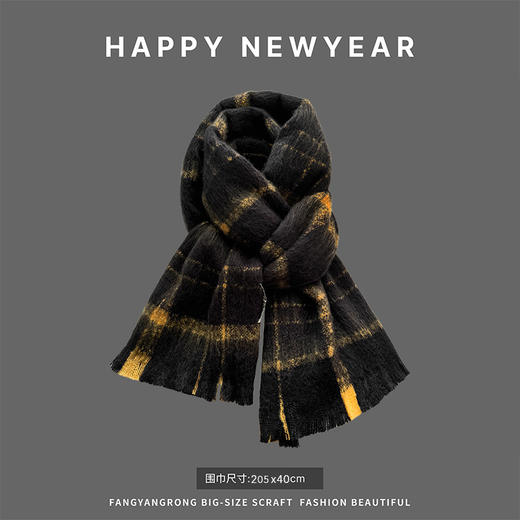 【这个冬天有它就够❗️百搭加厚黑色围巾】针织毛线材质，柔软舒适，精心挑选各种款式和图案，总有一款适合你，新款针织学生百搭加厚围脖保L 商品图14