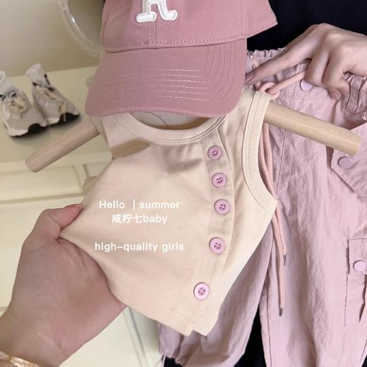 【童趣设计，时尚又可爱~】韩国童装女童套装夏季新款 女孩洋气时髦设计感 背心上衣工装裤-QQ 商品图5