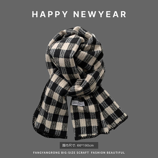 【这个冬天有它就够❗️百搭加厚黑色围巾】针织毛线材质，柔软舒适，精心挑选各种款式和图案，总有一款适合你，新款针织学生百搭加厚围脖保L 商品图7