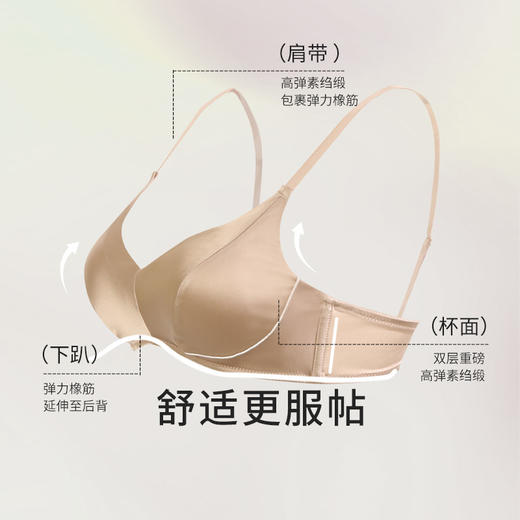 金三塔双面桑蚕丝文胸舒适透气侧收聚拢无钢圈三角杯内衣女新品（限价款）  NZFEC303 商品图2