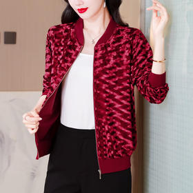 KQL 765G283金丝绒棒球服短外套大码休闲开衫夹克上衣