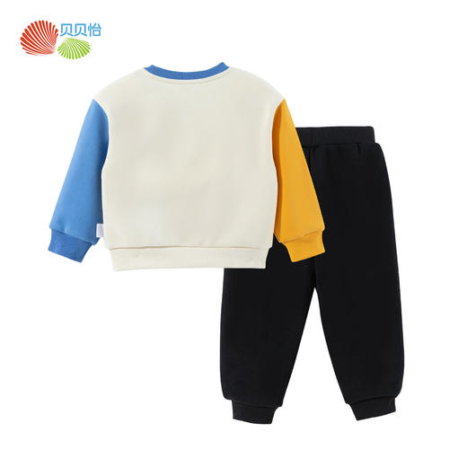 贝贝怡【萌趣卡通】男童运动套装春秋新款奥利绒男宝休闲卫衣卫裤两件套ZB3DT093 商品图8