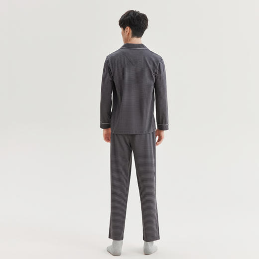 美季美优睡衣女秋季2024新款男士棉质条纹套装长袖长裤家居服 商品图4