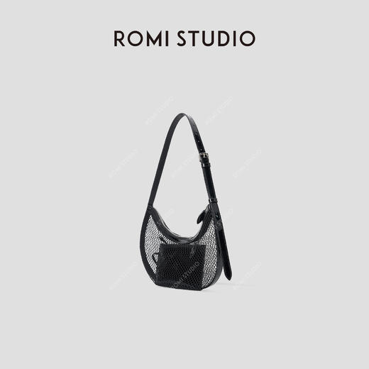 ROMI STUDIO“率性自我”漆皮编织镂空半月形单肩渔网包 444NS025 商品图1