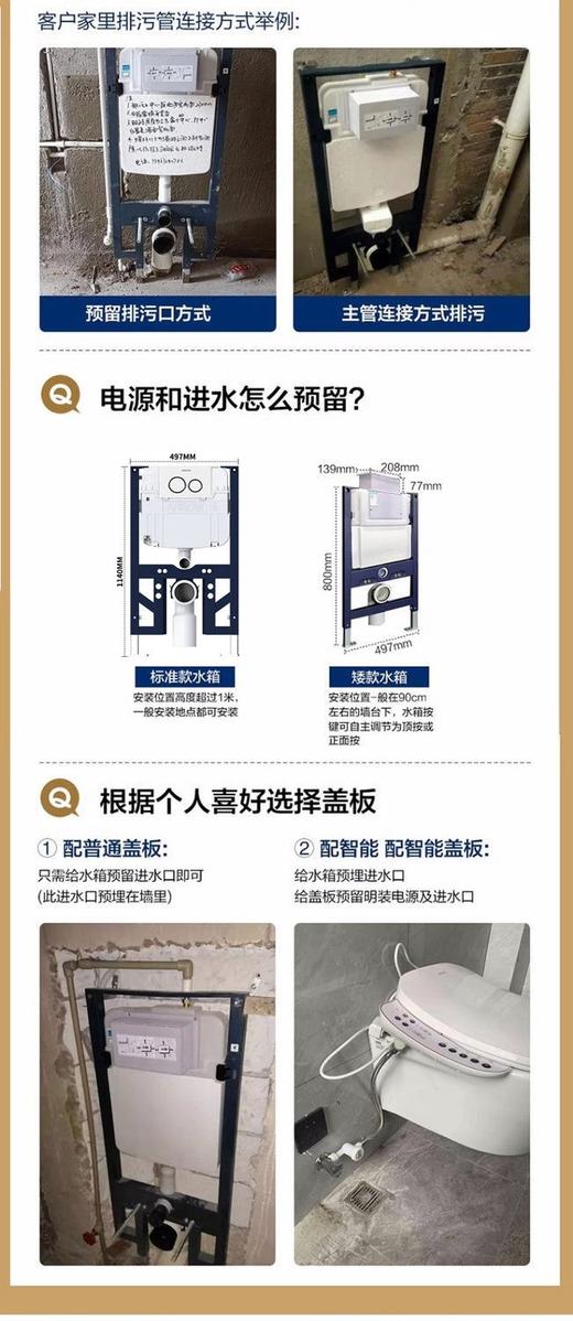 箭牌 壁挂马桶+按钮+入墙水箱 商品图2