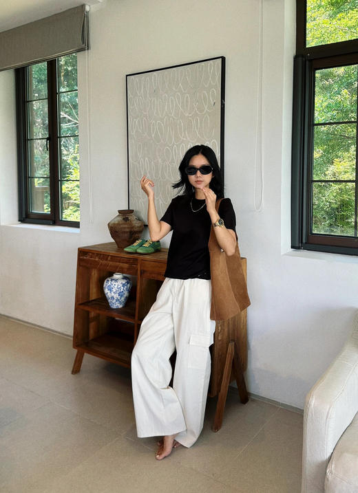 周末福利🧧【顺丰包邮】80649高货丝柔棉 (蚕丝跟棉的结合)基础款百搭宽松短袖T恤 100%棉112 商品图4