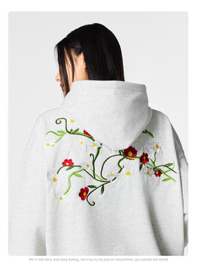 【Achock官方店】潮牌重磅花卉刺绣帽衫外套美式街头宽松连帽卫衣