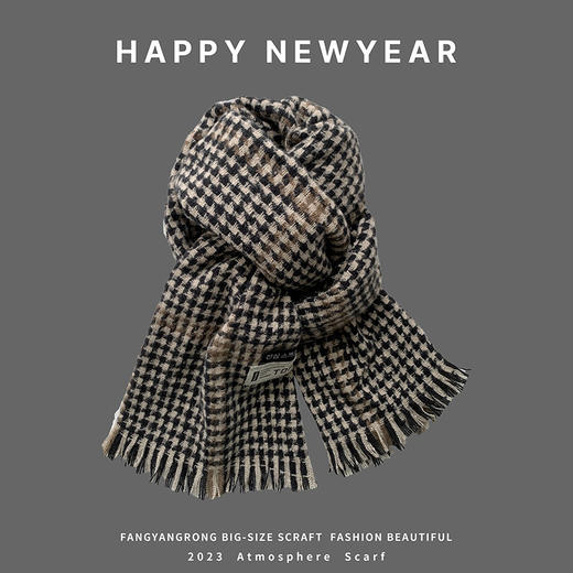 【这个冬天有它就够❗️百搭加厚黑色围巾】针织毛线材质，柔软舒适，精心挑选各种款式和图案，总有一款适合你，新款针织学生百搭加厚围脖保L 商品图2