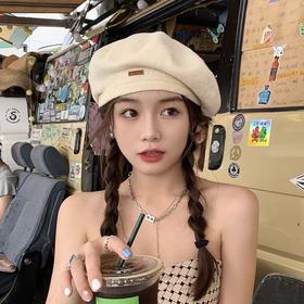 【时尚感爆棚！毛线针织贝雷帽】春秋画家帽显脸小日系薄款设计感小众网红潮，随心搭配各种风格衣服。ry