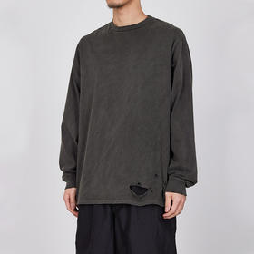 marka CREW NECK TEE L/S 印度有机棉水洗破坏长袖圆领T恤