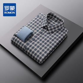【羊毛混纺 加绒保暖】罗蒙秋冬男士长袖衬衫翻领保暖格纹休闲通勤百搭衬衣