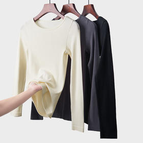 TG-TG03S328秋冬真丝美亚碧圆领长袖打底衫女 高弹舒适桑蚕丝长袖T恤上衣