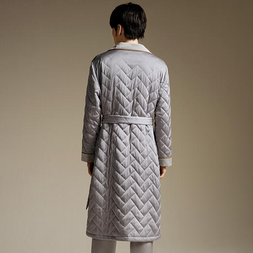 【暖暖家居服】金三塔桑蚕丝丝绵绒睡袍男秋冬保暖宽松真丝居家睡衣  YSMED102 商品图3