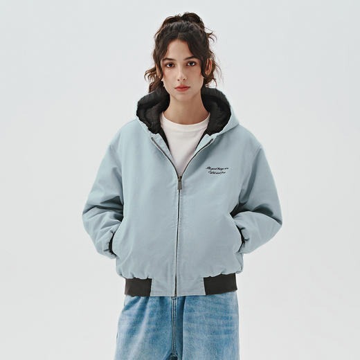 714street秋冬新款撞色棉服美式复古连帽棉外套男女宽松工装夹克 商品图2