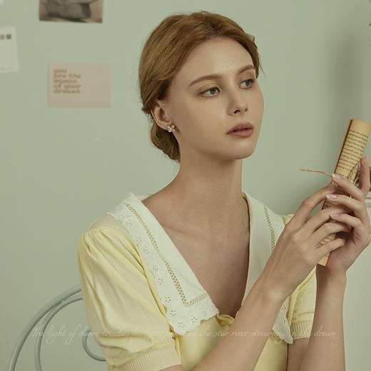 Oflye潮流饰品  气质四叶花朵耳环新款轻奢小清新满钻两戴耳钉女 商品图2