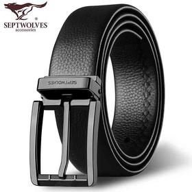 七匹狼 头层牛皮针扣腰带皮带