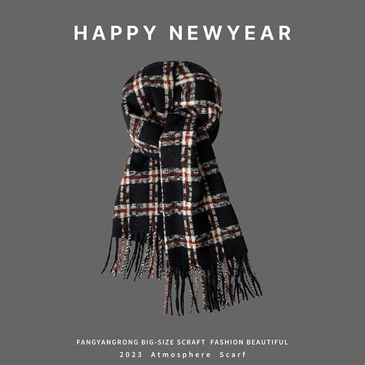 【这个冬天有它就够❗️百搭加厚黑色围巾】针织毛线材质，柔软舒适，精心挑选各种款式和图案，总有一款适合你，新款针织学生百搭加厚围脖保L 商品图3