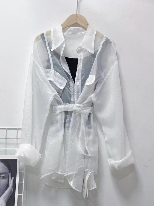 中秋大力度清仓~（不支持退）（NO退，能接受拍）原创设计师-多穿款 22159冰裂纹薄纱上衣衬衫外套（单件）-喜出 商品图2