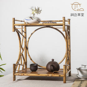 手工竹编照月文人茶棚