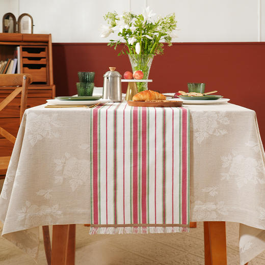 热烈条纹系列桌旗轻奢高端田园复古茶几高级感 商品图3