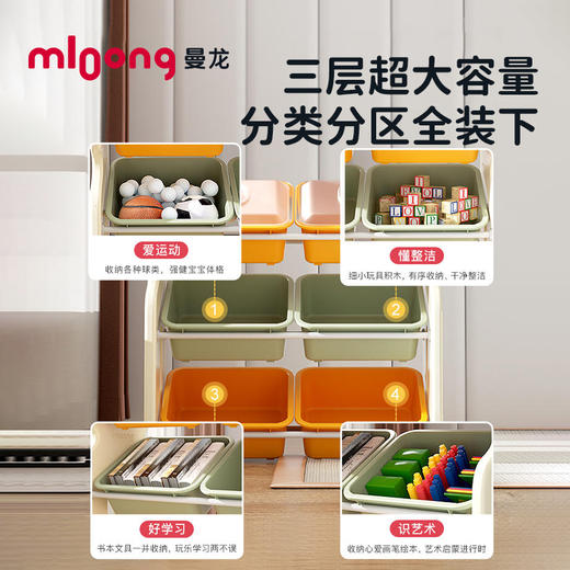 【冬日暖拥】mloong儿童玩具收纳架多层分类储物箱盒恐龙收纳架 商品图3