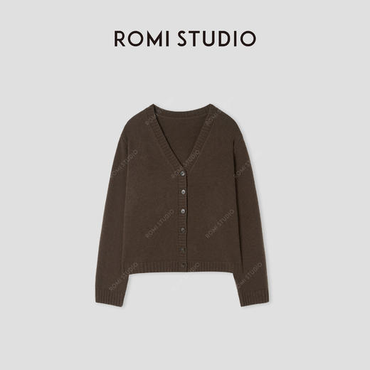 ROMI STUDIO“松弛随性”7针单边*羊毛V领软糯针织开衫 432CS281 商品图0