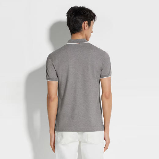【二】ZEGNA 杰尼亚 男士字母刺绣徽标弹力棉短袖 POLO 衫 灰色 E7358A5 B746 K95 商品图2