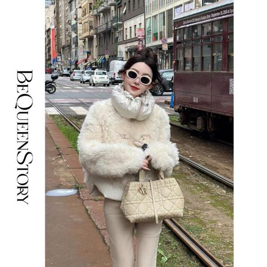 BeQueenStory【恋冬心结】重工轻奢气质托斯卡纳羊毛皮一体翻领皮草 商品图3