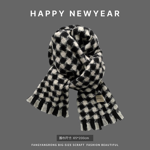 【这个冬天有它就够❗️百搭加厚黑色围巾】针织毛线材质，柔软舒适，精心挑选各种款式和图案，总有一款适合你，新款针织学生百搭加厚围脖保L 商品图12