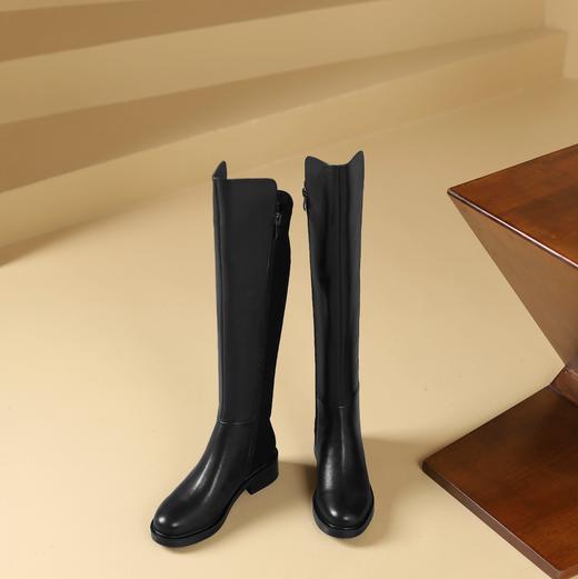 westory2024年秋冬新款优雅风粗平跟百搭骑士高靴S24DQ84851 商品图2