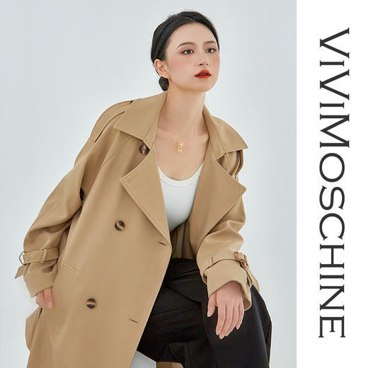 【防尘袋+衣架发货】ViViMoschine轻奢质感翻领风衣 复古双排扣设计 面料手感硬挺又舒适 经典中长款显瘦高级 商品图6