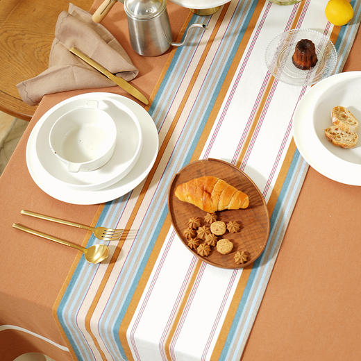 热烈条纹系列桌旗轻奢高端田园复古茶几高级感 商品图1