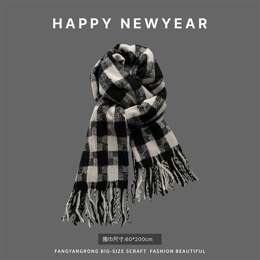 【这个冬天有它就够❗️百搭加厚黑色围巾】针织毛线材质，柔软舒适，精心挑选各种款式和图案，总有一款适合你，新款针织学生百搭加厚围脖保L 商品图5