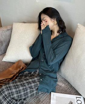 顺丰包邮 洛诗琳清冷感纯色衬衫女2024新款时髦长袖翻领衬衫 10162