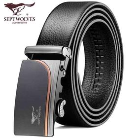 七匹狼 头层牛皮自动扣商务皮带