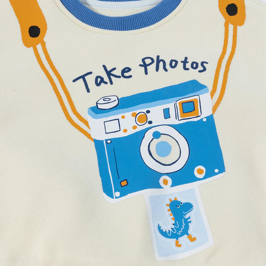 贝贝怡【萌趣卡通】男童运动套装春秋新款奥利绒男宝休闲卫衣卫裤两件套ZB3DT093 商品图4