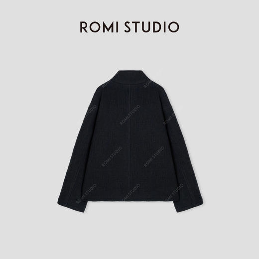 ROMI STUDIO“自我轮廓”*绵羊毛暗纹立领宽松毛呢外套 441D3018 商品图1